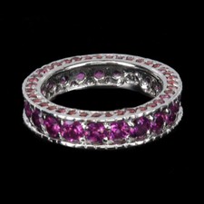 925 Sterling Silver Ring Round Rhodolite Garnet Natural Gemstone Jewelry Size 6.