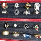 Vintage 16 Costume Rings Gemstones Jewelry NICE!