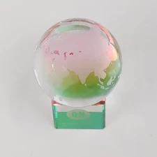 ON Semiconductor Crystal Glass Globe Paperweight Etched World Map Desk Decor Art
