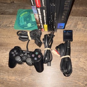 Sony PlayStation PS2 Fat SCPH-50001 Bundle Controller Adapter 4 Games Read DESC!