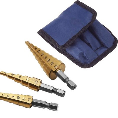 HSS 4PCS Titanium Step Drill Bit Set W Automatic Center Punch High Speed Steel z