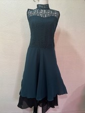Athena Dress High Low Lace Sleeveless Cocktail Formal Dress Sz M Tiered Flowing
