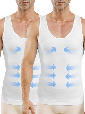 2er Bauchweg Bodyshaper Slimming T-Shirt Men Miederbody Shapewear Figurformer