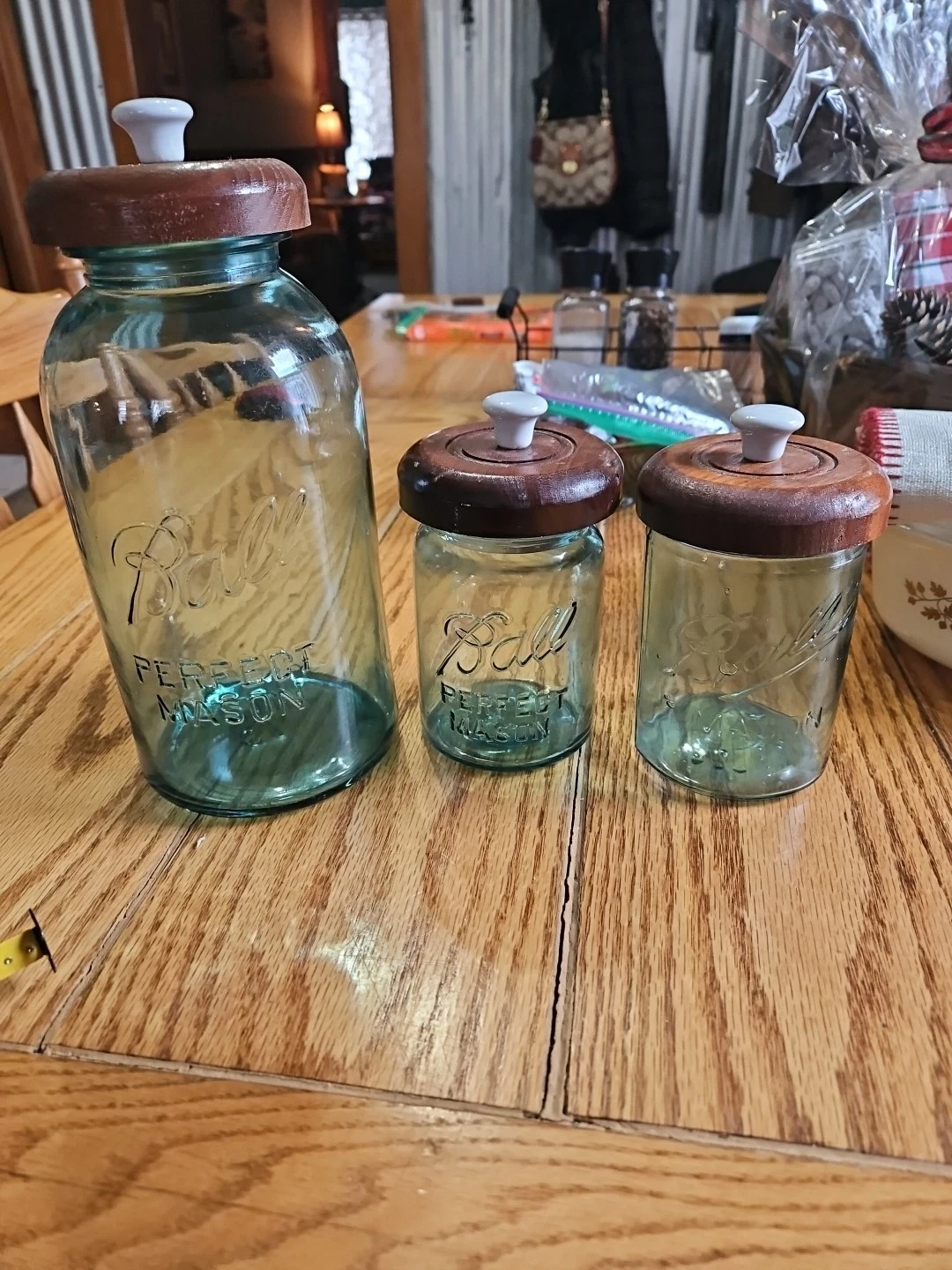 Ball Jar Canister Set Screw On Lids