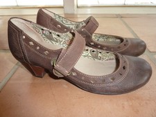 Tamaris Echt Leder Ballerina mit Riemchen und Trichterabsatz Gr. 38 Braun