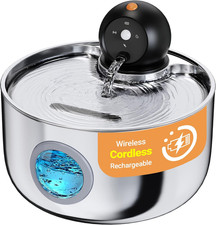 Wireless Cat Water Fountain Cordless: Stainless Steel Cat Fountains for Drinking