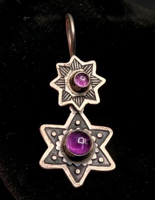 Sterling Silber D. Don Lucas signiert Amethyst Davidstern  EINZELN  Ohrring