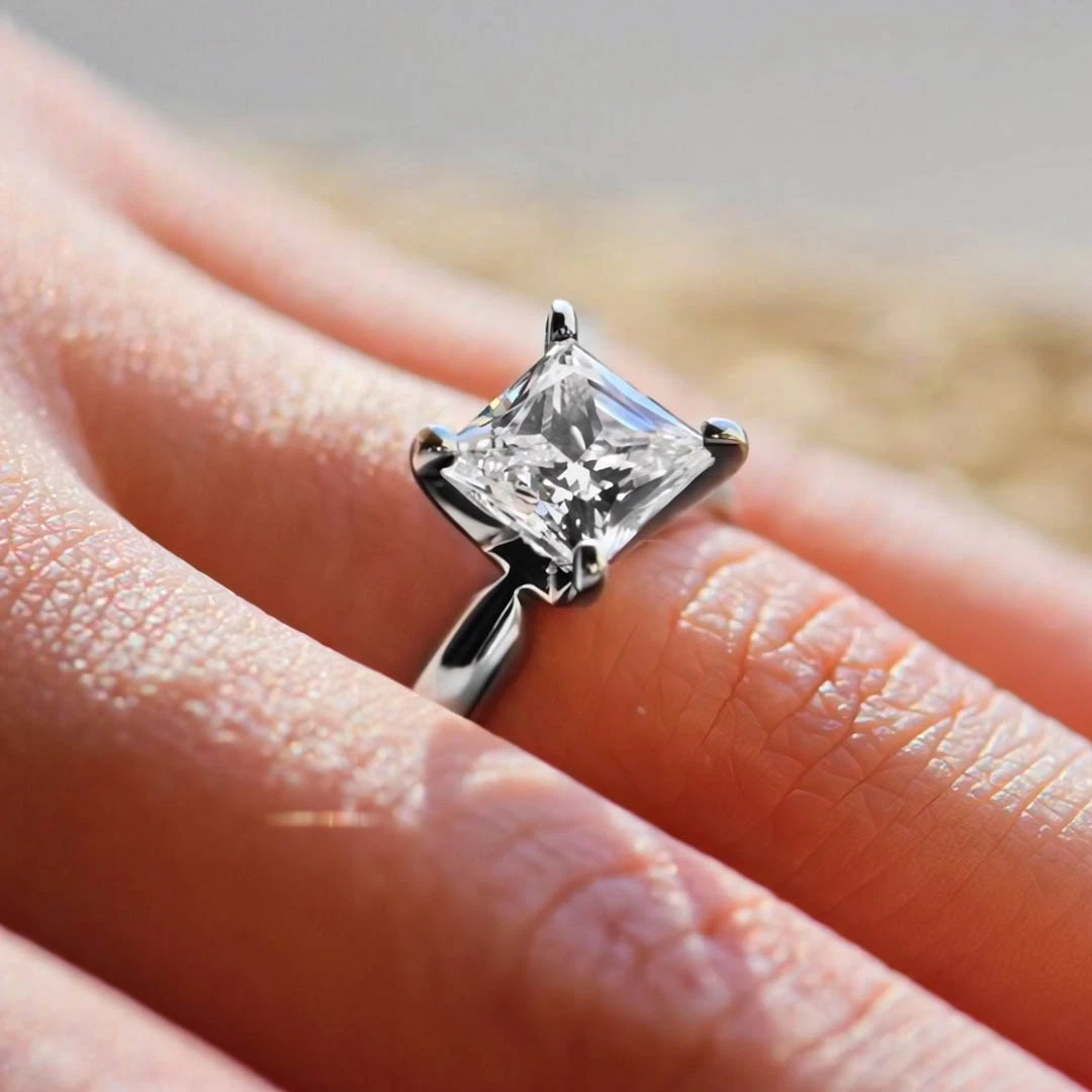 IGI Certified Certified Lab Grown Princess Cut Diamond 3.00 Ct Engagement Ring 14k White Gold image-3