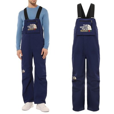 GUCCI x NORTH FACE NAVY OVERALLS LOGO EMBROIDERED BLUE NYLON JUMPSUIT S SMALL