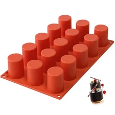 15 Cavities Cylindrical Fondant Silicone Mold DIY Cylinder Pastry Cupcake Jel...