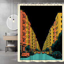 Colorful Cityscape Shower Curtain - Modern Art Decor