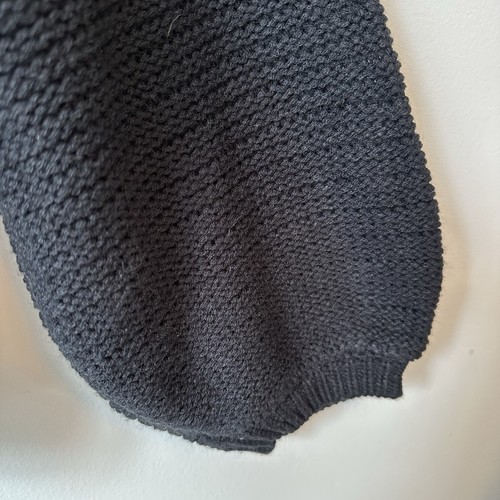 H&M Black Sweater Mock Neck Pullover Size Large Crop Side Slits Balloon Sleeves - Picture 5 of 9