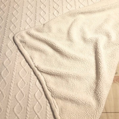 Martha Stewart Collection Chunky Knit Sherpa Lap Throw Off White 45x52 Heavy