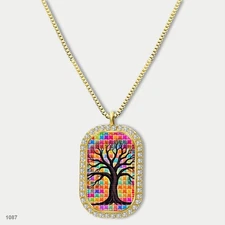 New Tree Of Life Pendant Necklace Chain Graphic Dog Tag Chain Gift Design Sparkl
