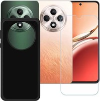 HüLle FüR Oppo Reno 12F / 12FS + GehäRtetes Glas - Silikon SchutzhüLle Schwarz
