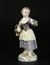 Meissen Figure Model 11x ‘Girl with Flower Basket’ Late 19th Century