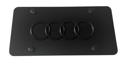 #ad 3D Audi Quattro Emblem Stainless Steel Front Black License Plate Frame W Caps $26.95