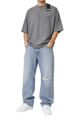 Diesel T-Wash-Out T-Shirt Homme L Gris Effet Délavé Oversize Manches Courtes - Photo 1/4