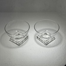 Art Deco Bar Glasses with Rectilinear Plinth Bases - Set of 2 Champagne Coupe's