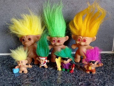 VINTAGE 7 X TROLL FIGUREN & BLEISTIFTAUFLEGER - SWEETOS/RUSS & ANDERE