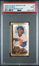 2022 ALLEN & GINTER CHROME MINI-GOLD REFRACTOR #3 ERNIE BANKS 37/50 PSA 9