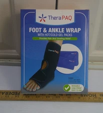 TheraPAQ Foot & Ankle Wrap 2 Hot Cold Gel Packs Reusable Leakproof Easy To Use
