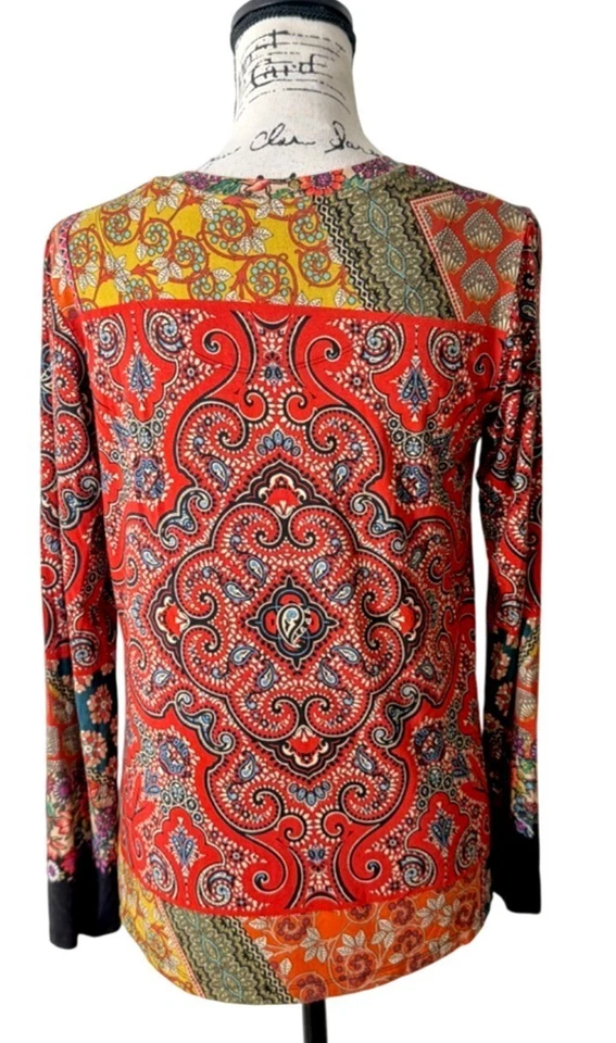 Top Johnny Was Moa Favorito Boho Manga Larga Bambú Floral Retazos Talla XS Foto 3 de 4