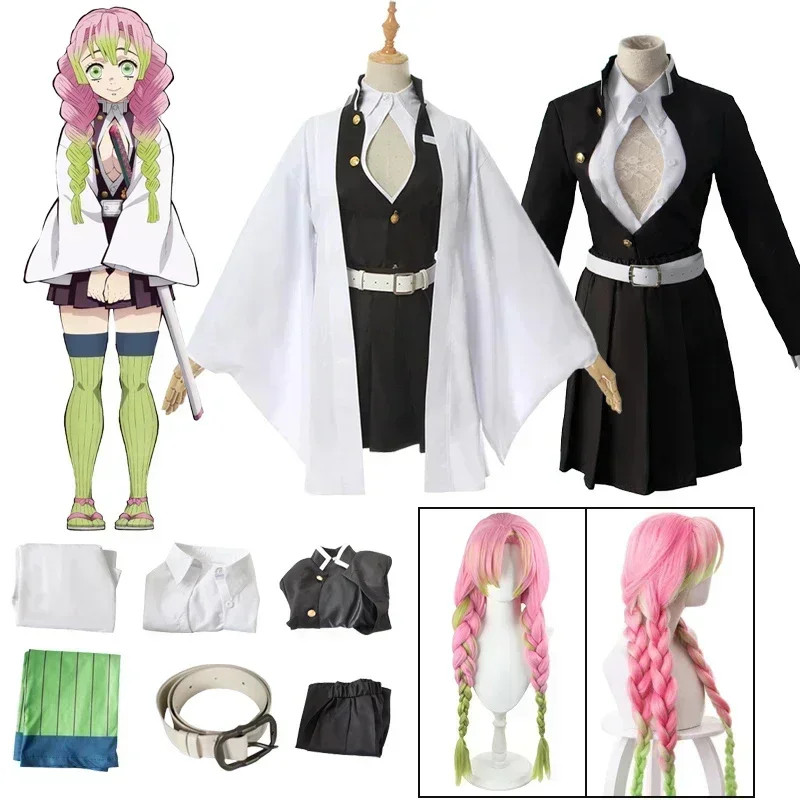 Anime Kanroji Mitsuri Disfraz Juegos con disfraces Kimono Haori Vestido Peluca Ropa Halloween