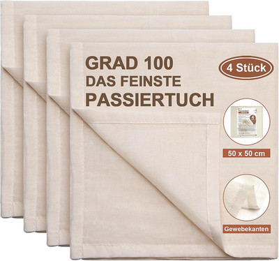 Efond Passiertuch, 4 Stück 50X50Cm Käsetuch Feingewebt Dichtegrad 100 Cheeseclot