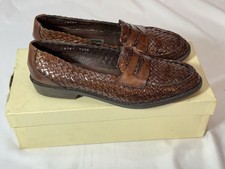 Vintage W/Box Cole Haan Italy Size 7.5 AA Brown Woven Leather Women s Loafers