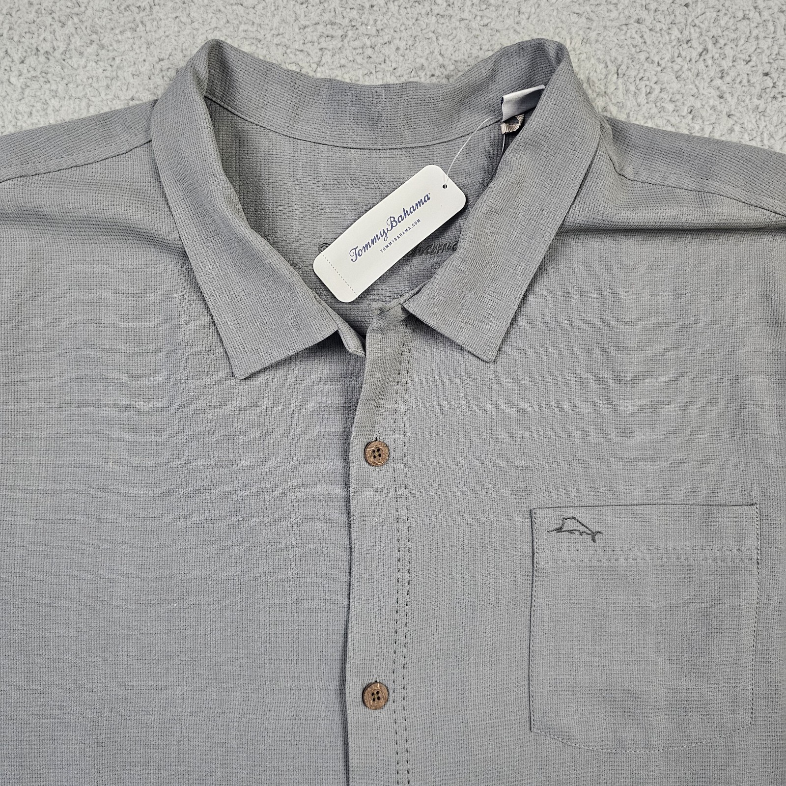 Tommy Bahama Shirt Mens 3XL Shadow Gray Royal Bermuda Island Zone Silk Camp NWT