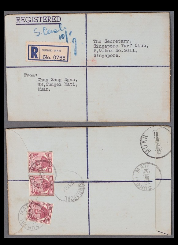 Mayfairstamps Malaya 1954 Johore Sungei Mati Singapore Registered cover aaz_8903