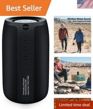 M68 Portable Waterproof Bluetooth Speaker with Deep Bass - 24H Playtime, Black