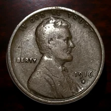 1916-S Lincoln Wheat Cent Penny US 1c Coin KM# 132 Lot C8-94 S Mint Better Date