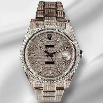Rolex Men's Datejust II 41mm Iced 12ct Diamonds Oyster Steel Watch Ref: 116300