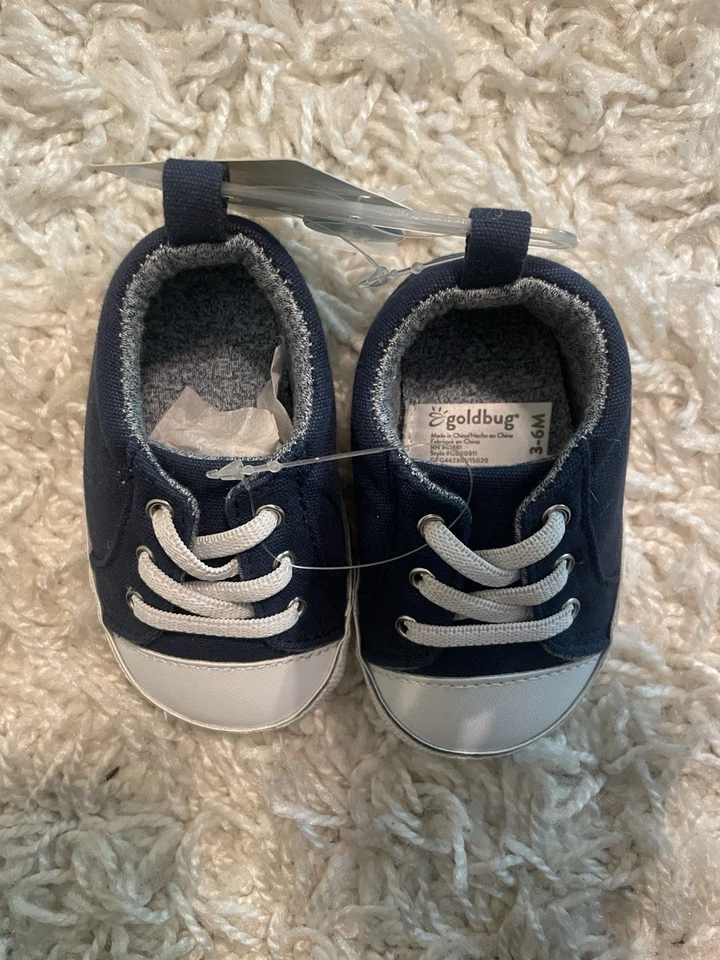 Goldbug 3-6 Months Size 2 Baby Shoes Slip On Soft Sole Blue Navy White - Изображение 3 из 4