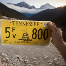 2017 Issued, Expired, Tennessee " Don’t Tread On Me " License Plate "5FV  800”