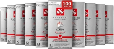 🛡️ ILLY Caffè 100 Capsule Compatibili Nespresso in Alluminio LUNGO 100% Arabica