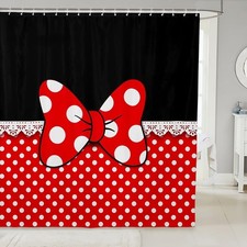 Bowknot Shower Curtains,White Dots Bathroom Curtains for Kids Teens Girls Boy...