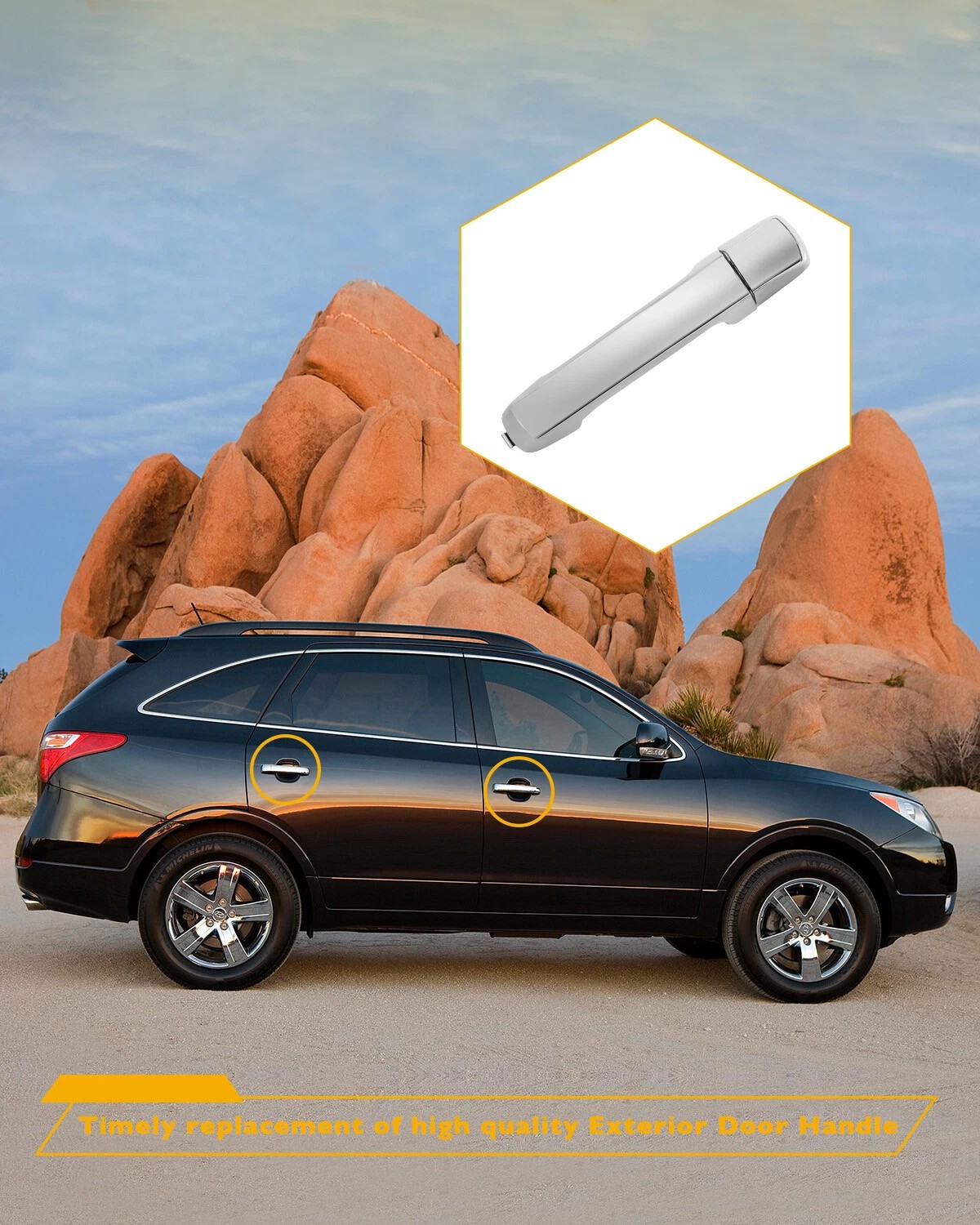 Chrome Exterior Door Handle Front Rear Passenger Side Fit 07-12 Hyundai Veracruz