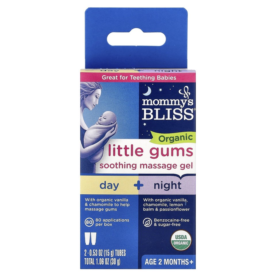 Organic Little Gums Soothing Massage Gel, Day/Night Pack, Age 2 Months+, 2