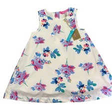Joules Girls Bunty Dress 9-12 Months Sleeveless Floral White Colorful  NEW
