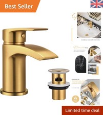 Waterproof Brushed Gold Basin Mixer Tap with Single Handle and Leak-Proof Design