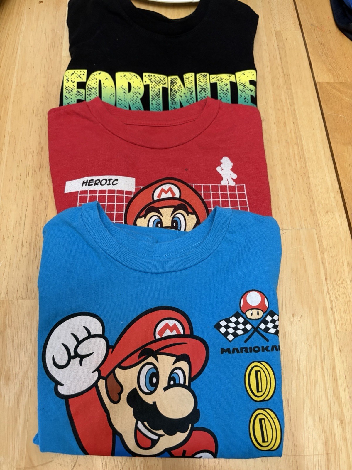 Boys 4T Shirt Bundle Mario Fortnite Graphic Tees Lot-image