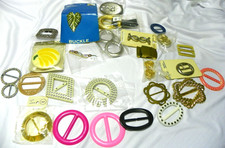 20 mixed VTG Infiniti Rhinestones Plastic Belt Buckles Scarf Slides some NIP