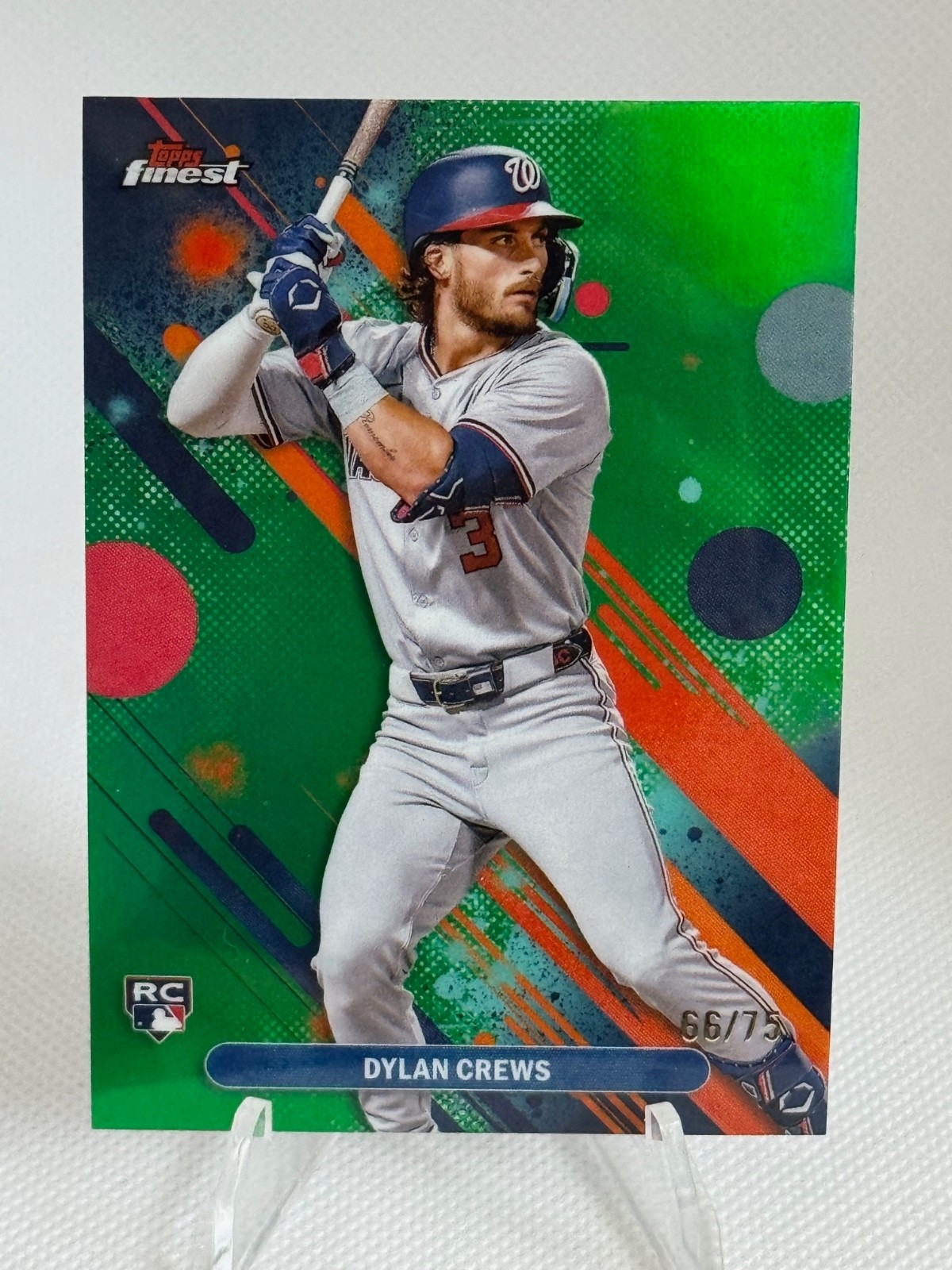 2025 Topps Finest Dylan Crews RC #34 GREEN Refractor /75 Nationals Rookie SP