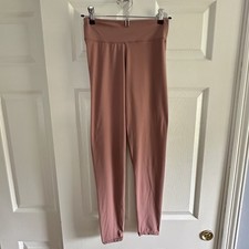 Mauve Pink High Waist Athleisure Leggings One Size Fits Most Flaw