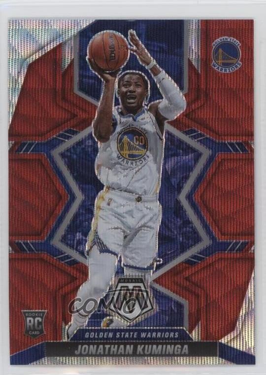 2021-22 Panini Mosaic Rookies Red Wave Mosaic Prizm Jonathan Kuminga #205 13hf