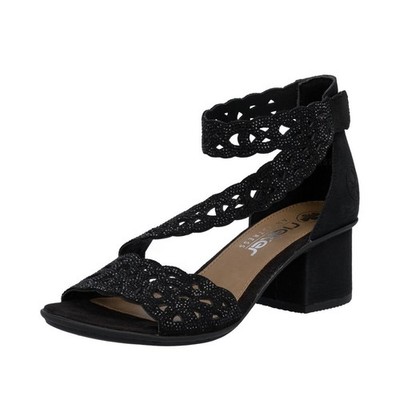 Rieker Sandalette Schwarz 64657-00 Damen Schuhe Sandale Sommer