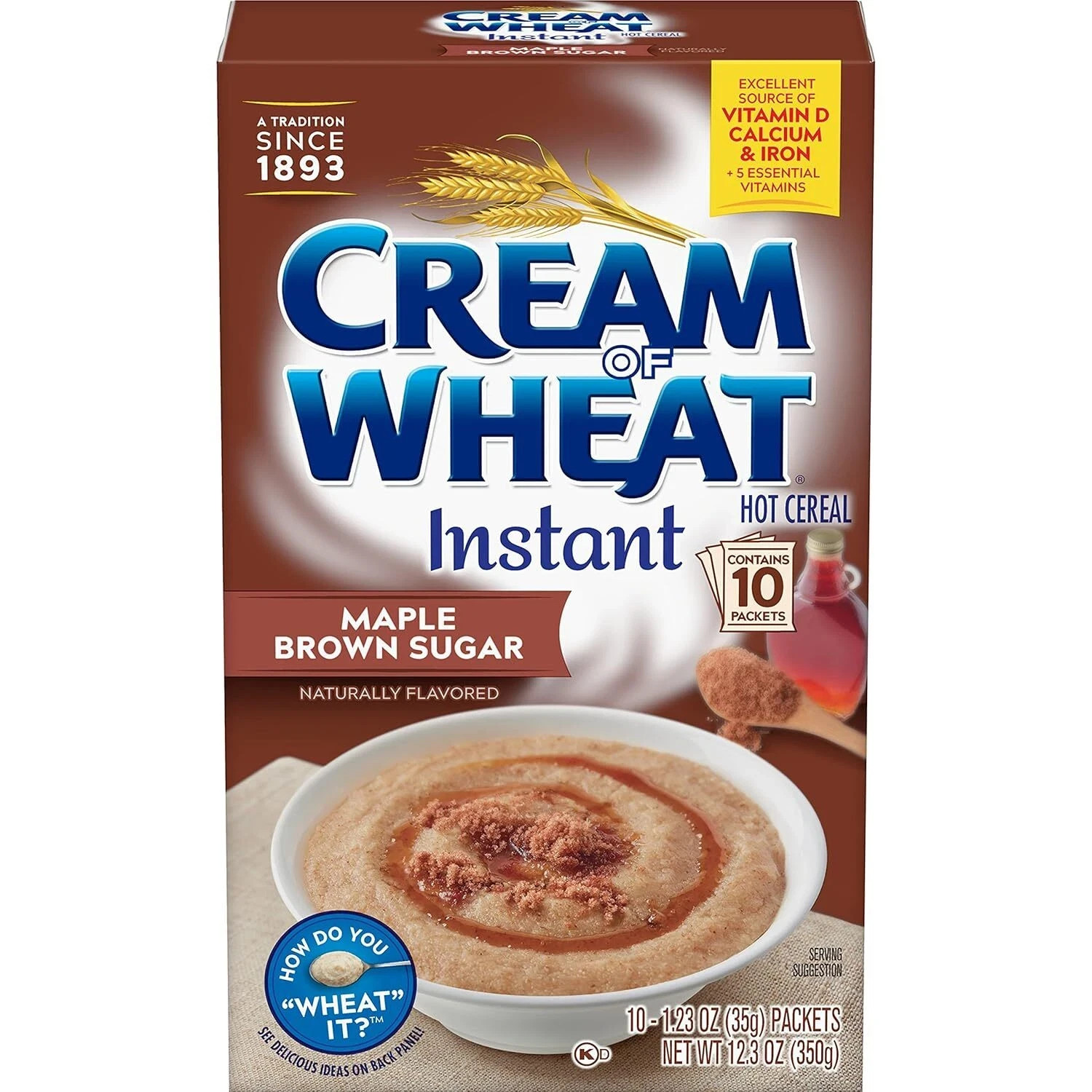 Cream of Wheat Instant Hot Cereal, Maple Brown Sugar, 1.23 Ounce, 10 Packets